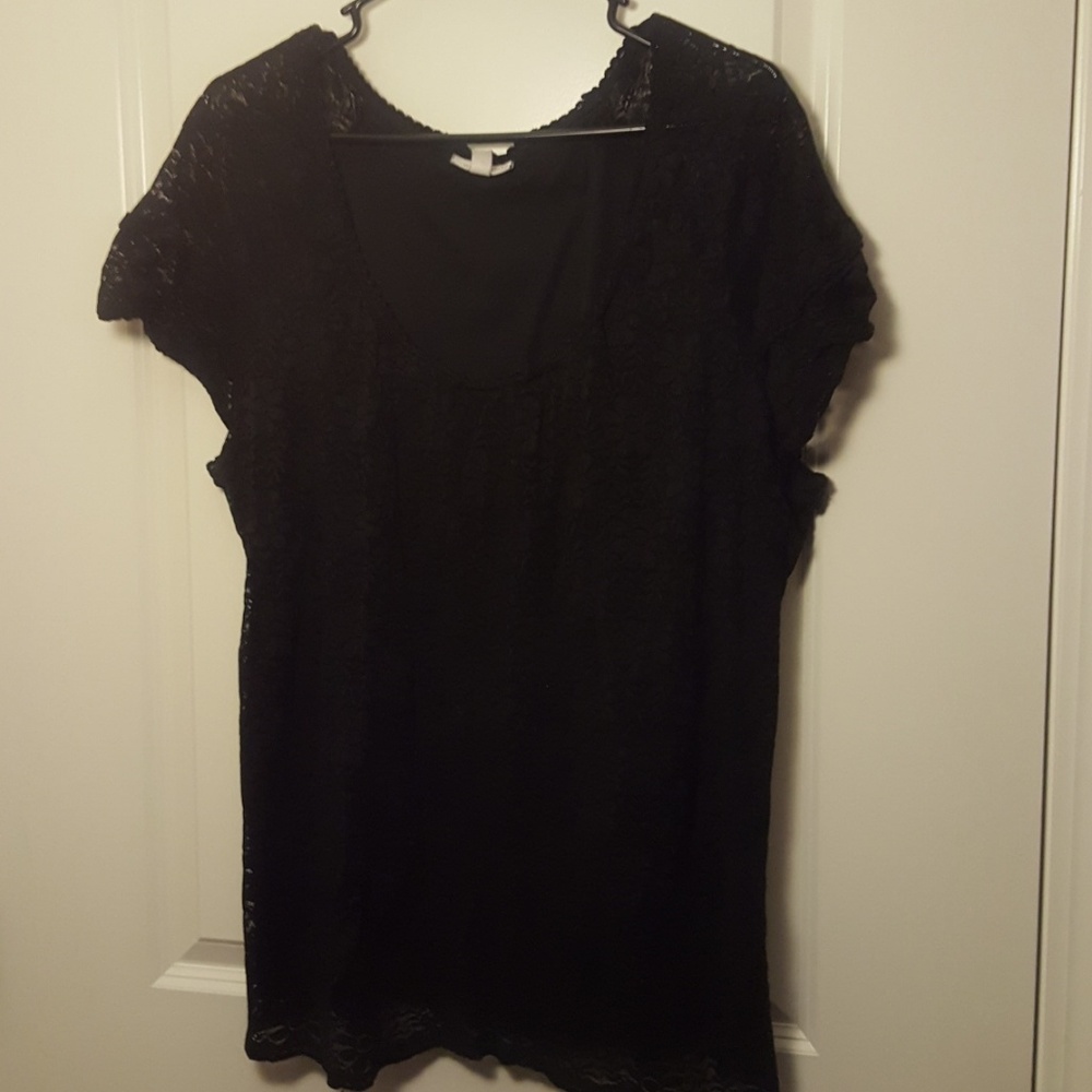 3x black lace top